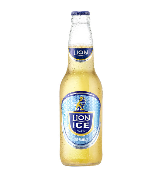 Lion Ice beer bottle on a white background