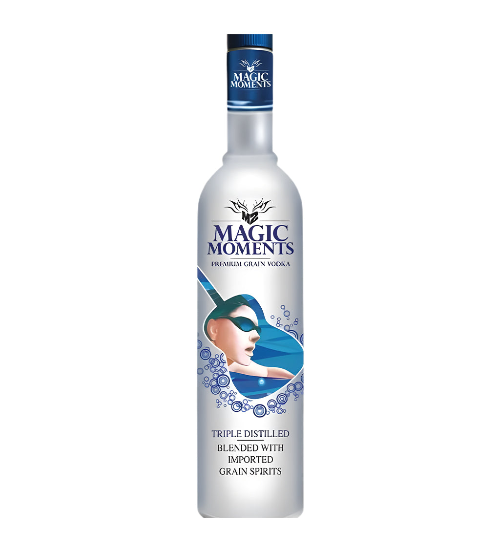 Magic Moments vodka bottle on a white background