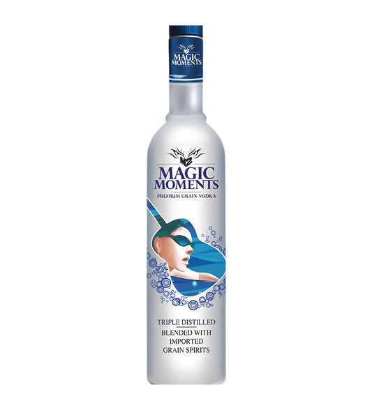 Magic Moments vodka bottle on a white background