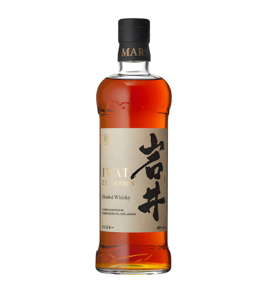 Sleek clear bottle, light amber whisky, Japanese-inspired label, white background, subtle shadows, soft studio lighting. 