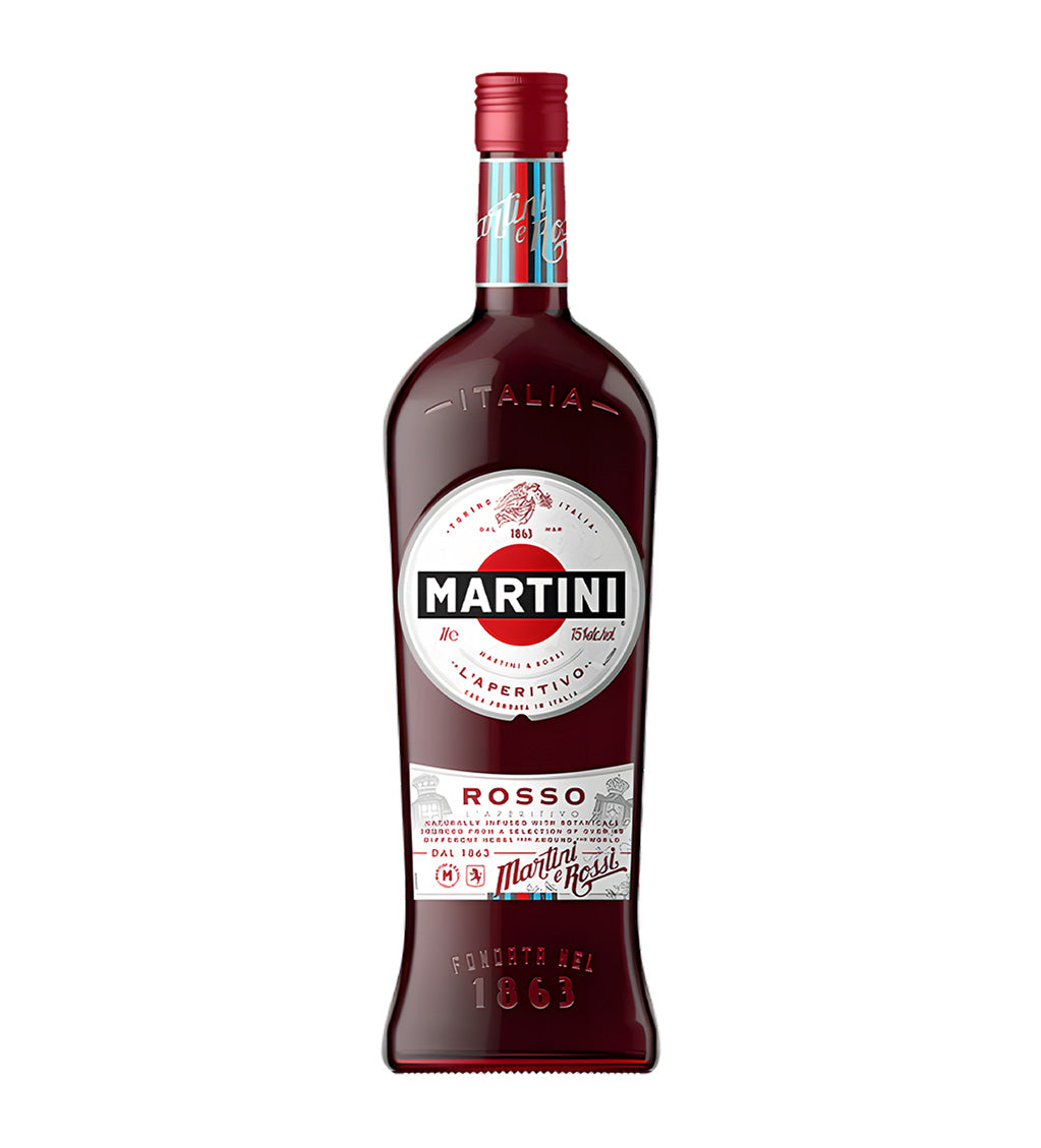 Martini Rosso bottle on a white background