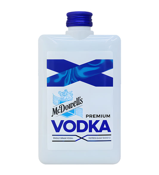 McDowell's Premium Vodka bottle with blue label on a white background