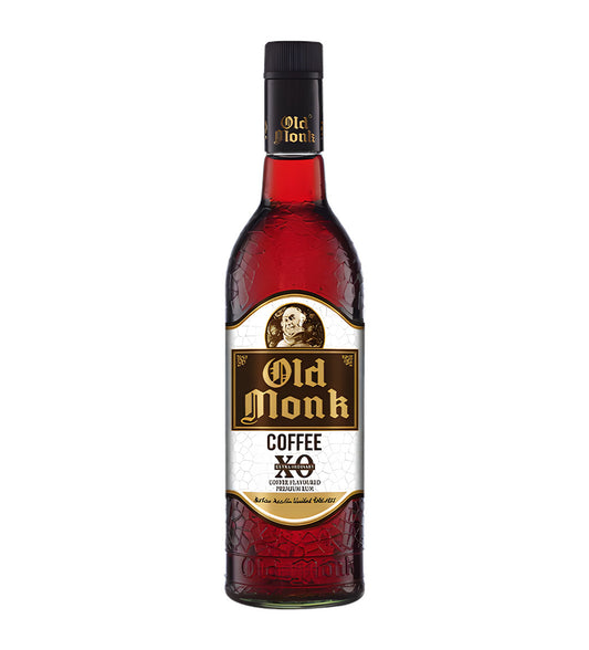 Old Monk Coffee XO Rum 75cl dark bottle with brown label on white background