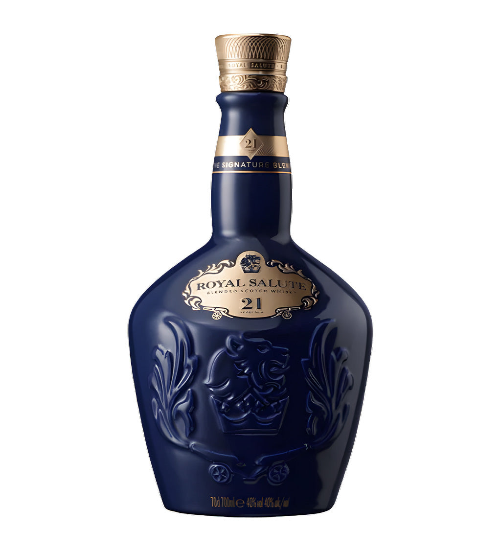 Same styling as 1L but in 70cl bottle, deep amber liquid, detailed label, white background, realistic reflections and subtle shadows.