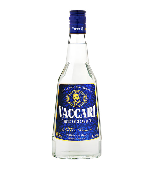Vaccari triple anise sambuca bottle on a white background