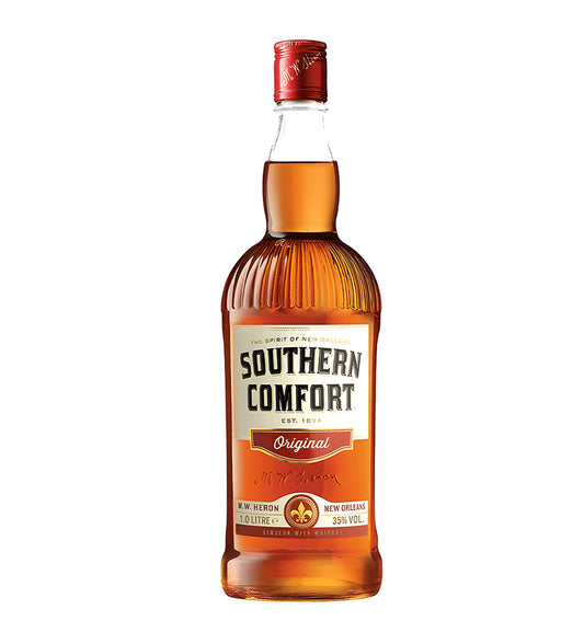 Bottle of Southern Comfort whiskey on a white background