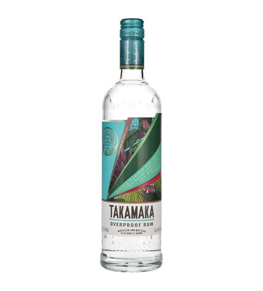 Takamaka 69 Overproof Rum 75cl clear bottle with white and red label on white background