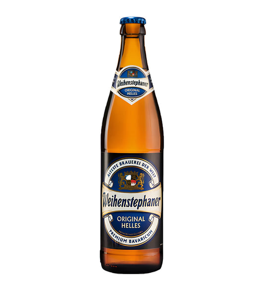 Weihenstephaner beer bottle on a white background