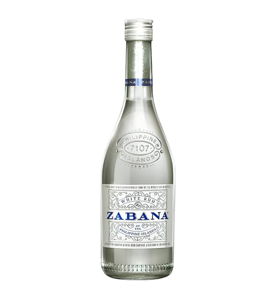 Zabana White Rum 70cl clear bottle with white and blue label on white background